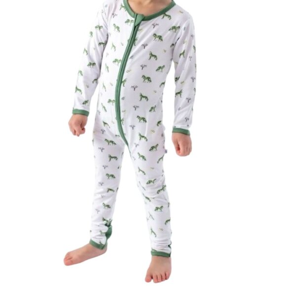 Bubble Baby Zebra Print Bamboo Zip Convertible Footie Romper NWT 18-24M - Picture 4 of 6